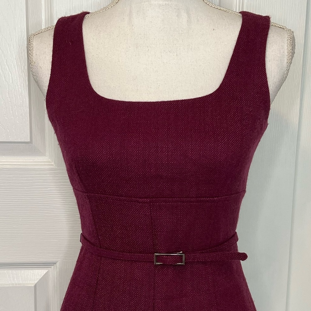 Ann Taylor Sleeveless Square Neck Sheath Dress in Burgundy - Picture 2 of 3